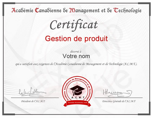 photo du certificat introduction management de l'académie canadienne de Management et de Technologie